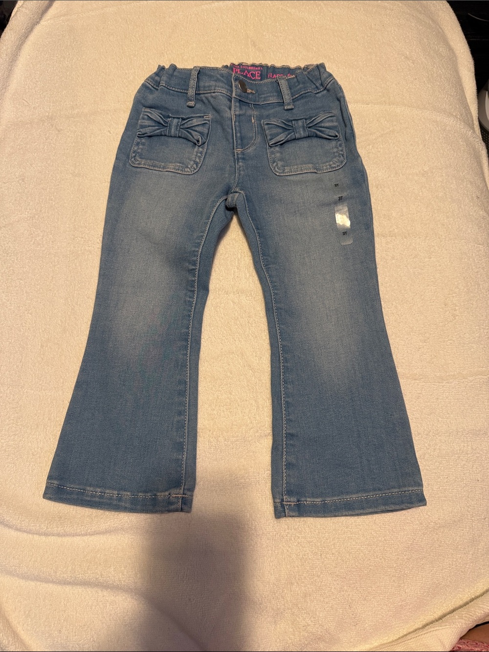 The Children's Place Girls Blue Flared Jeans with Front Bow Pockets